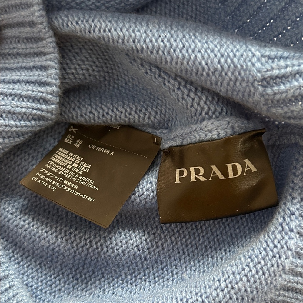 Prada Men's Sky Blue 100% Cashmere Crewneck Sweater - Picture 3 of 5